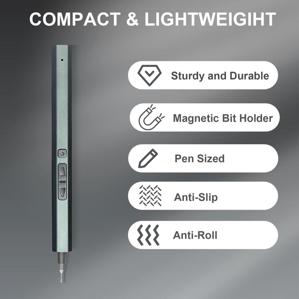 AMZDIGI Electric Precision Screwdriver Maximum Forward and Reverse LED for DIY Repair Tools 30-in-1 Set, 2-Level Torque, 3N.m, Pen-Shaped, Pop-Up