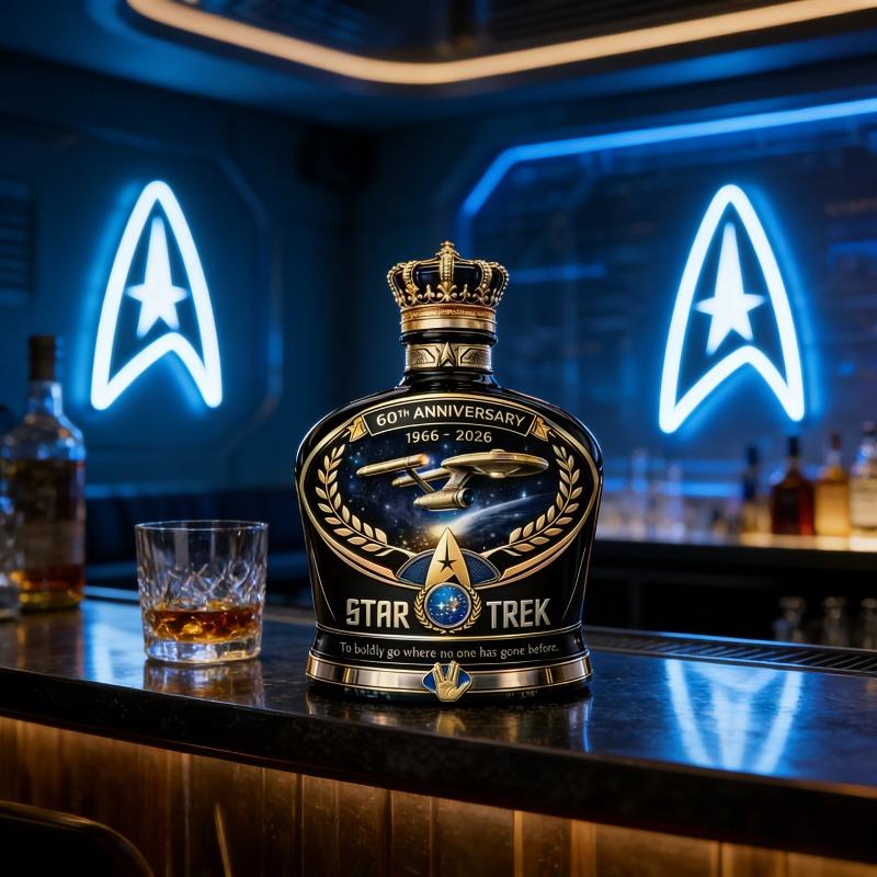 Star Trek 1966-2026 commemorative creative wine bottle, science fiction style foreign wine storage device, film and television