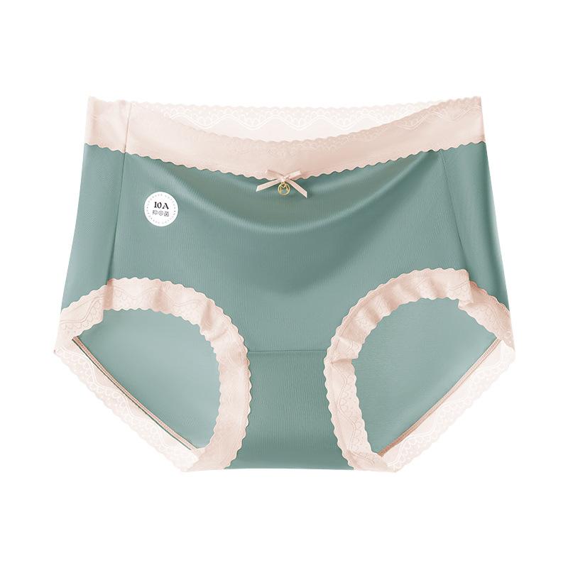 Plus Size Women Summer Luxury Satin Lace 10A Antibacterial Non Scratch Briefs