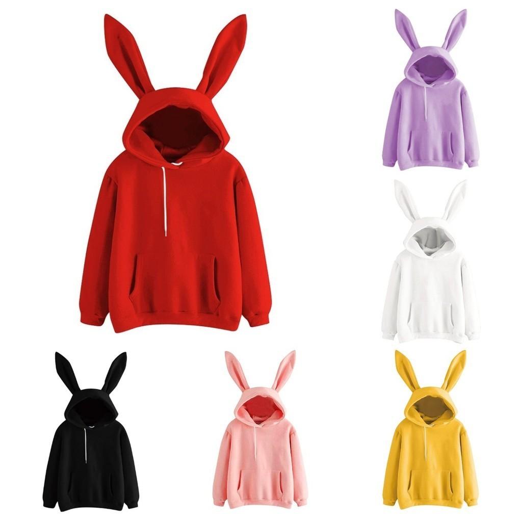 Stylish Rabbit Ear Women Hoodie Fashionable Long Sleeve Pullover Jumper