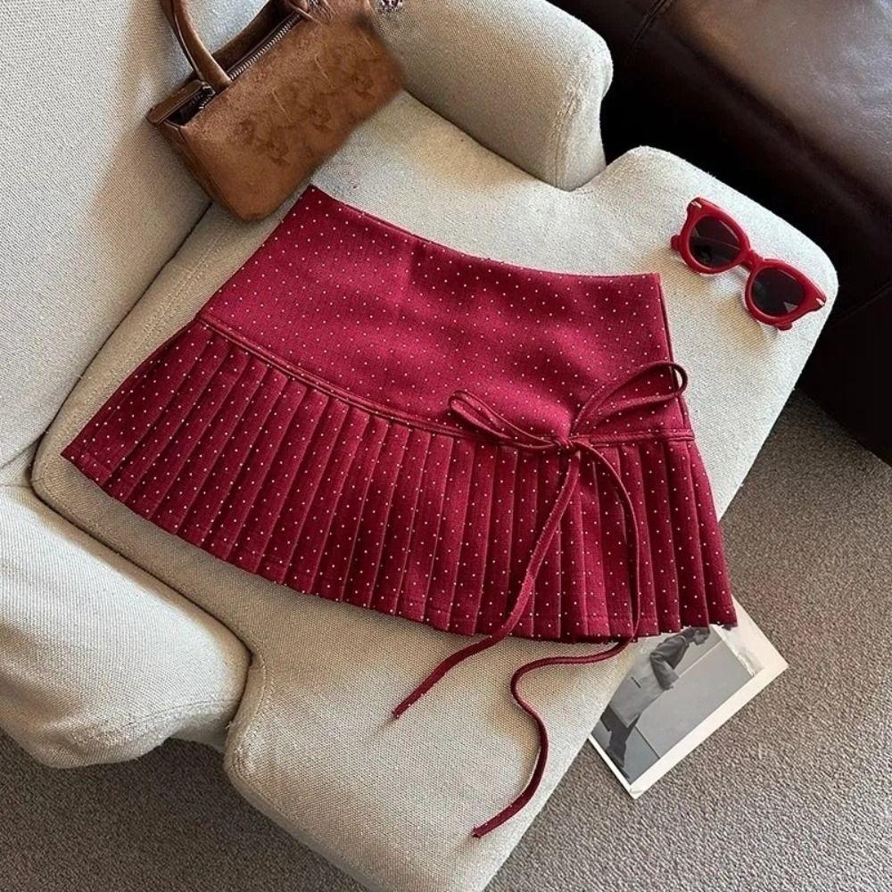 Sweet Pleated Skirts for Women Preppy Style A-line Short Skirts Fashion Dot Mini Skirt Girls