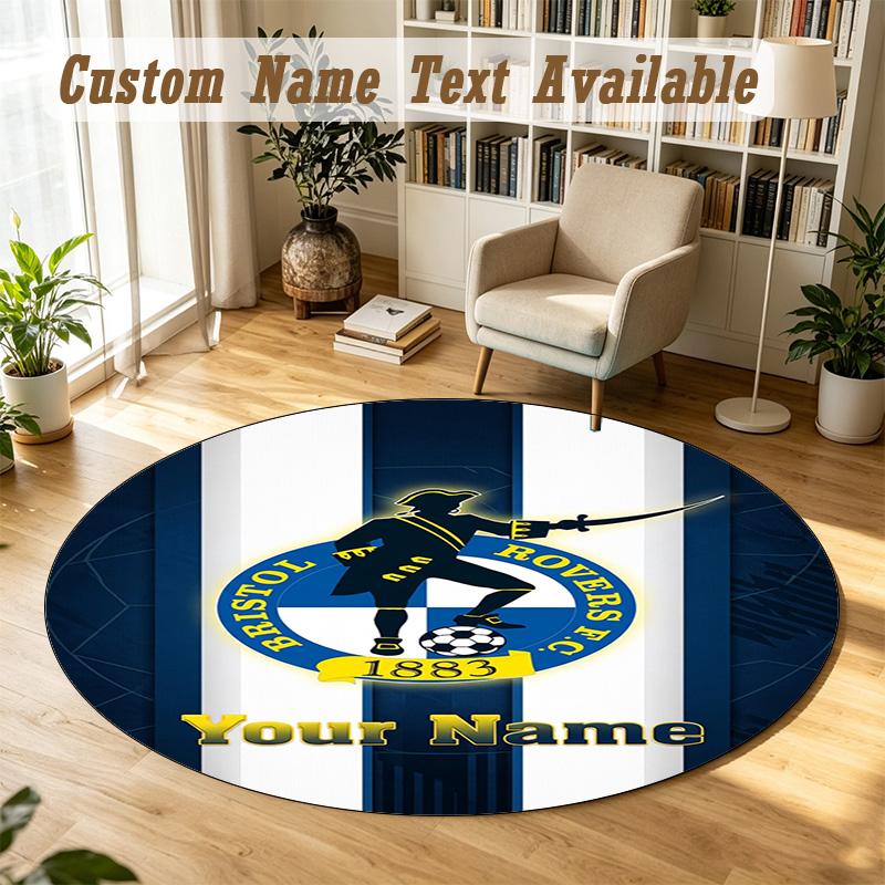 Round Rug Custom NameBristol Rovers Pattern Non Slip Carpet Home Floor Decor