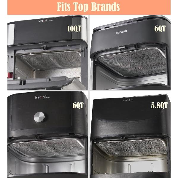 Splatter Screen for Air Fryer: Magnetic Fine Mesh Stainless Steel - Blocks 95% Grease - Shields Coils in 5.7-12 QT tant/Cosori