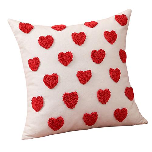 1PC LOZUJOJU 3D Tufted Heart Throw Pillowcase, Sweet Love Heart Embossed Cushion Cover for Sofa Living Room Bedroom Home Decor
