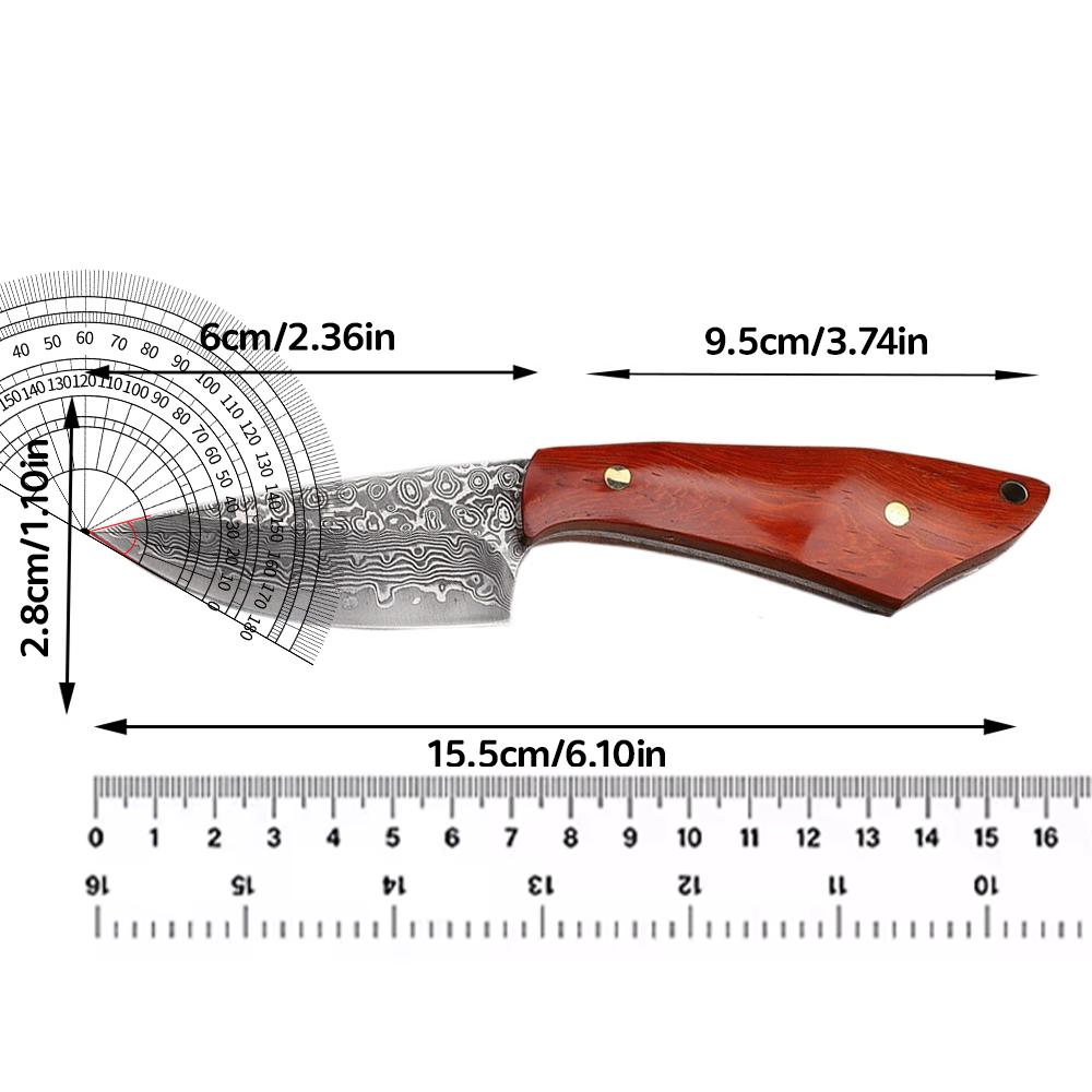 VG10 Damascus Steel Hunting Knife Survival Sandalwood Handle Fixed Blade Camping Knife Kitchen Fruits Outdoor Pocket EDC Tool