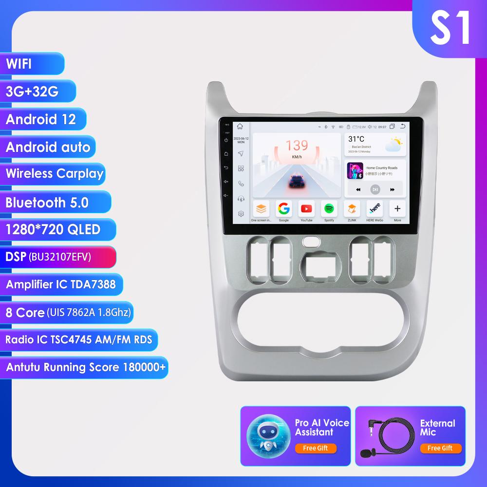 Hizpo 4G 9'' 10.33'' Sisteme inteligente AI CarPlay Android Auto Radio pentru Renault Logan 1 Sandero Lada Largus Ecran inteligent Auto Multimedia BT