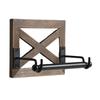 A96I-Rustic Warm Brown Wood For Bathroom Decor-For Farmhouse Style Toilet Paper Holder With Galvanized Wall Mount Design Roll