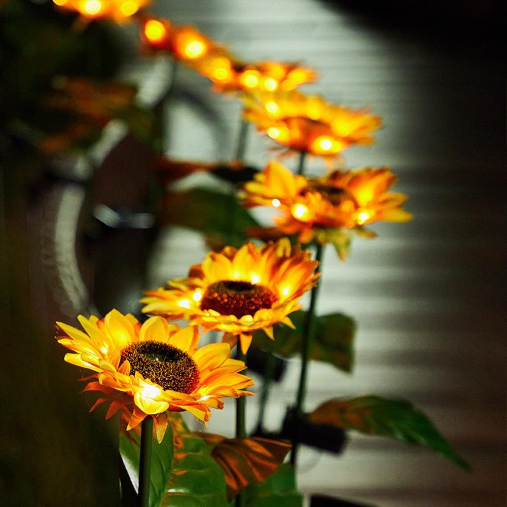 Solar Powered Sunflower Light Outdoor Waterproof LED Ground Insert Lawn Lamp For Garden Lawn Courtyard Decoration