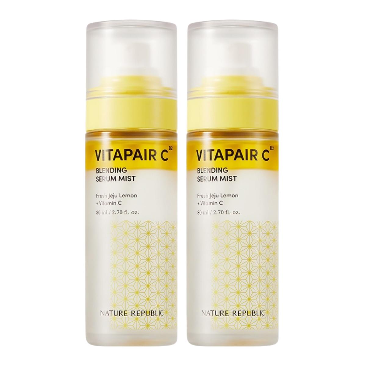 Nature Republic Vitapair C Смешивающий сыворотка-спрей, Осветляющий и придающий сияние двухфазный спрей, 80 мл (Упаковка из 2 шт.)