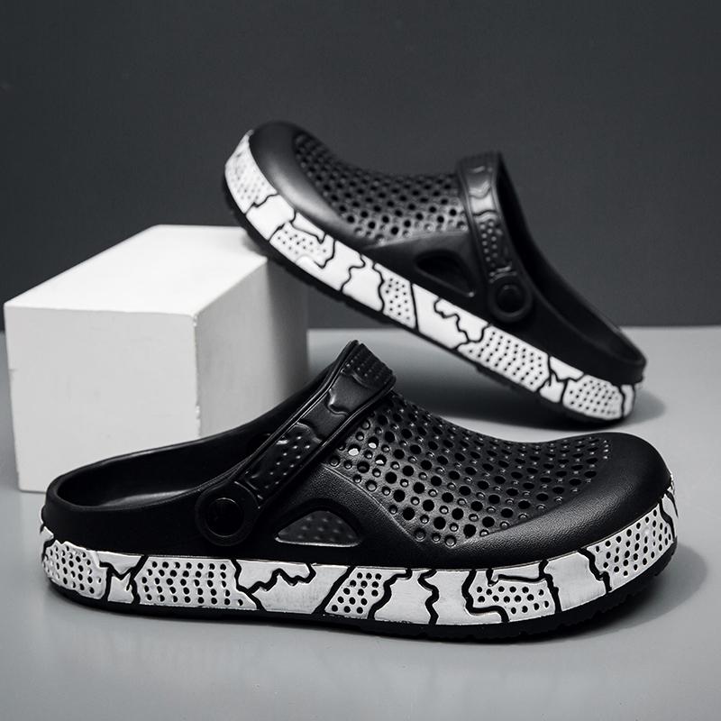 Wide Box Beach Sandals Mens Clogs Garden Shoes Men Rubber Slippers Barefoot Zuecos Hombre Cholas Summer Footwear Big Size