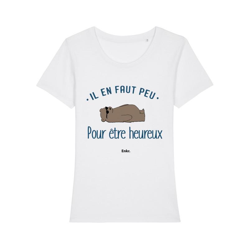 Camiseta feminina - É preciso um pouco para ser feliz S branco