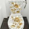Schöner goldener Blumen-Toilettenaufkleber, Badezimmer-Toilettendeckel, dekorativer Aufkleber, wasserfest, selbstklebend