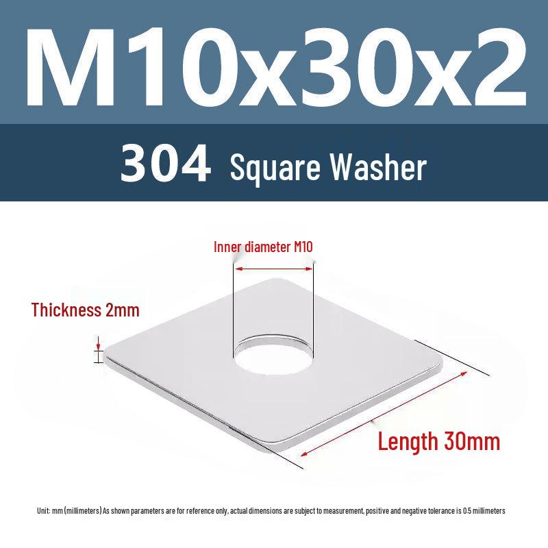 Yigu 304 Stainless Steel Thickened Square Flat Washer M3/M4/M5