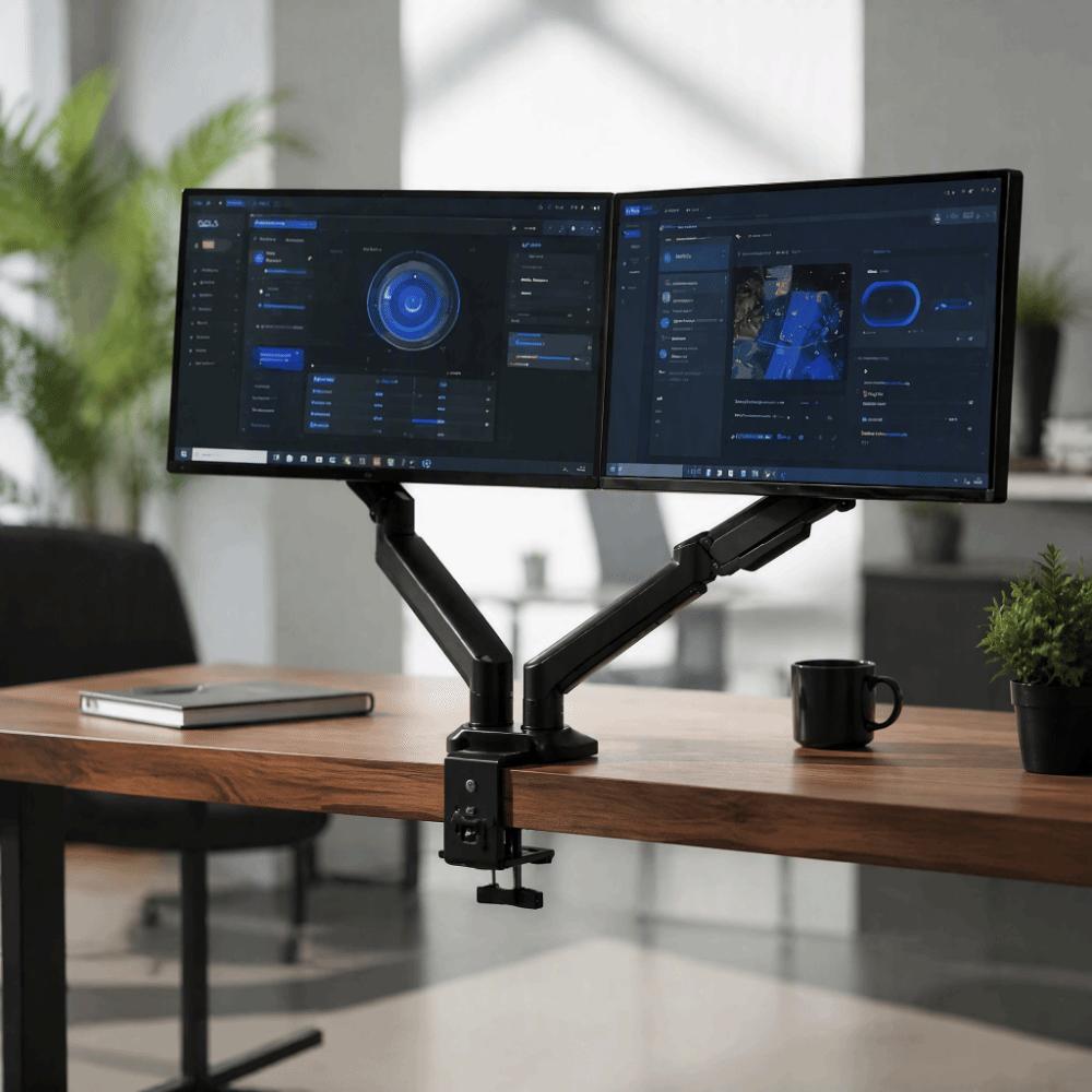 Rotating Monitor Stand 1/2/3 Screen Height Adjustable Dual Screen Monitor Mount Mechanical Arm Heavy Duty Clamp on Monitor Arm