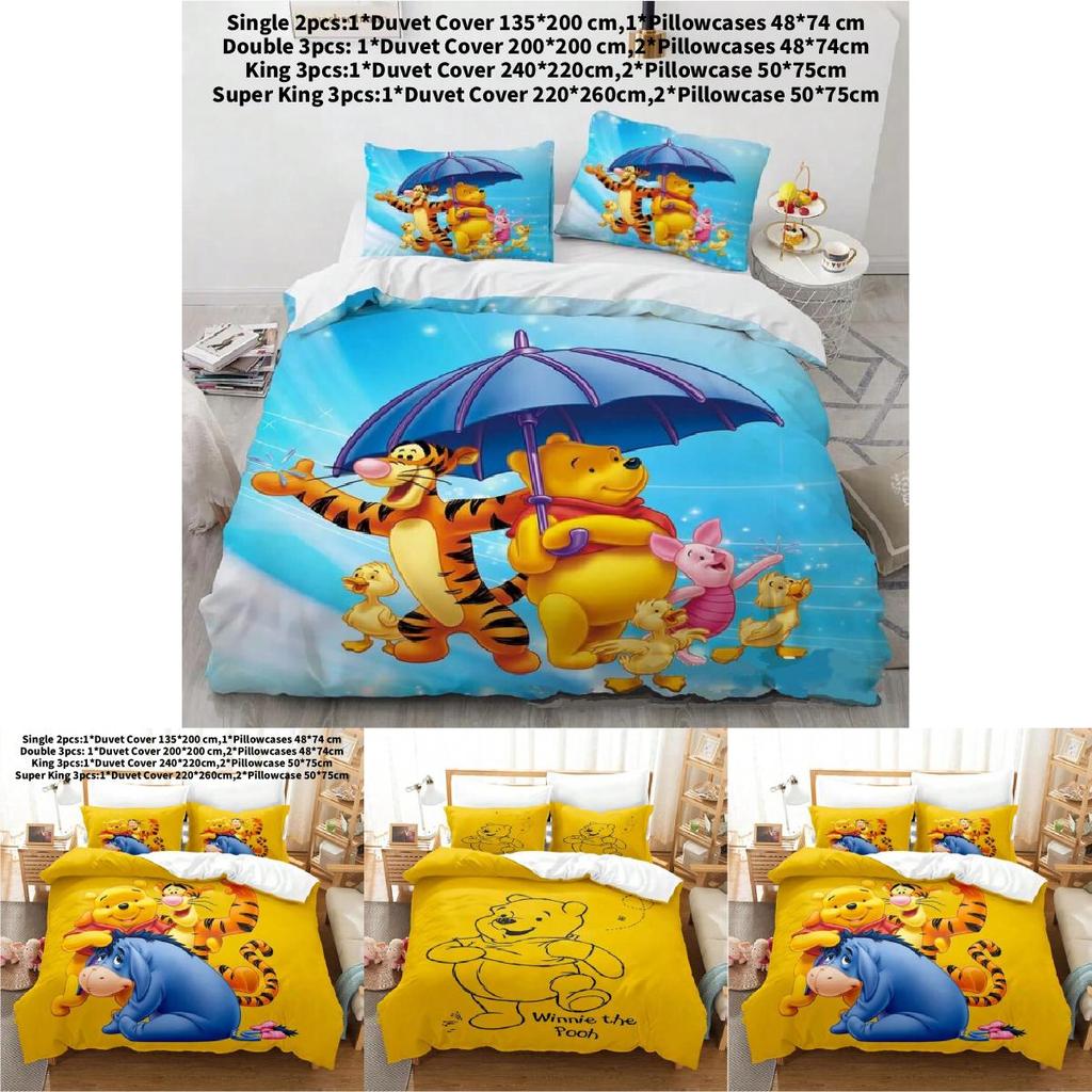 Pooh Bear Children Bedding Set With Active Dyeing For Toddler Bed Decor