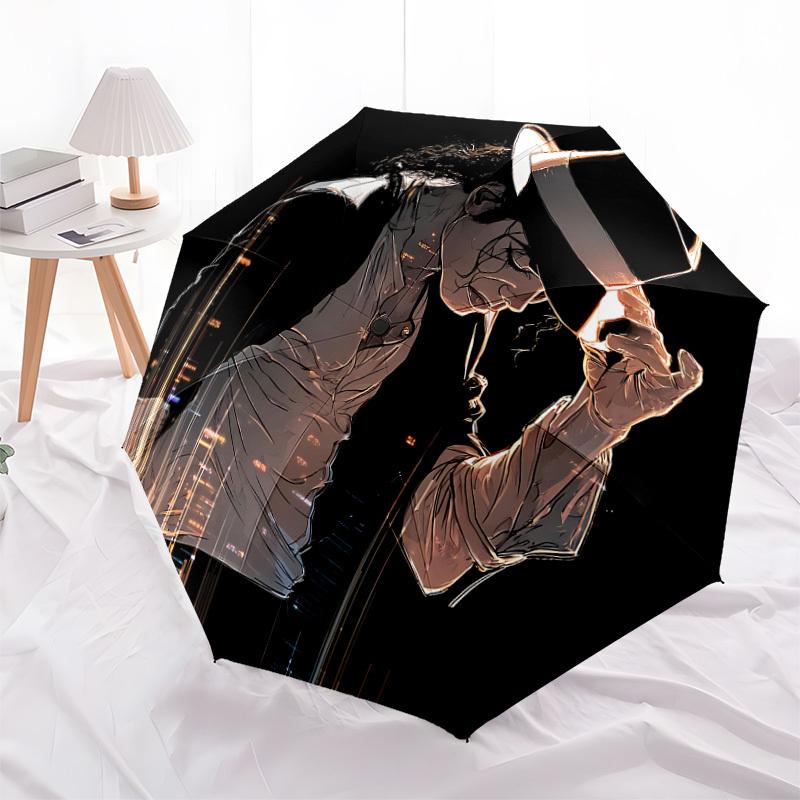 1pc Michael Jackson Automatic Folding Umbrella, Portable Collapsible Design, Casual Outdoor Accessory L1202007