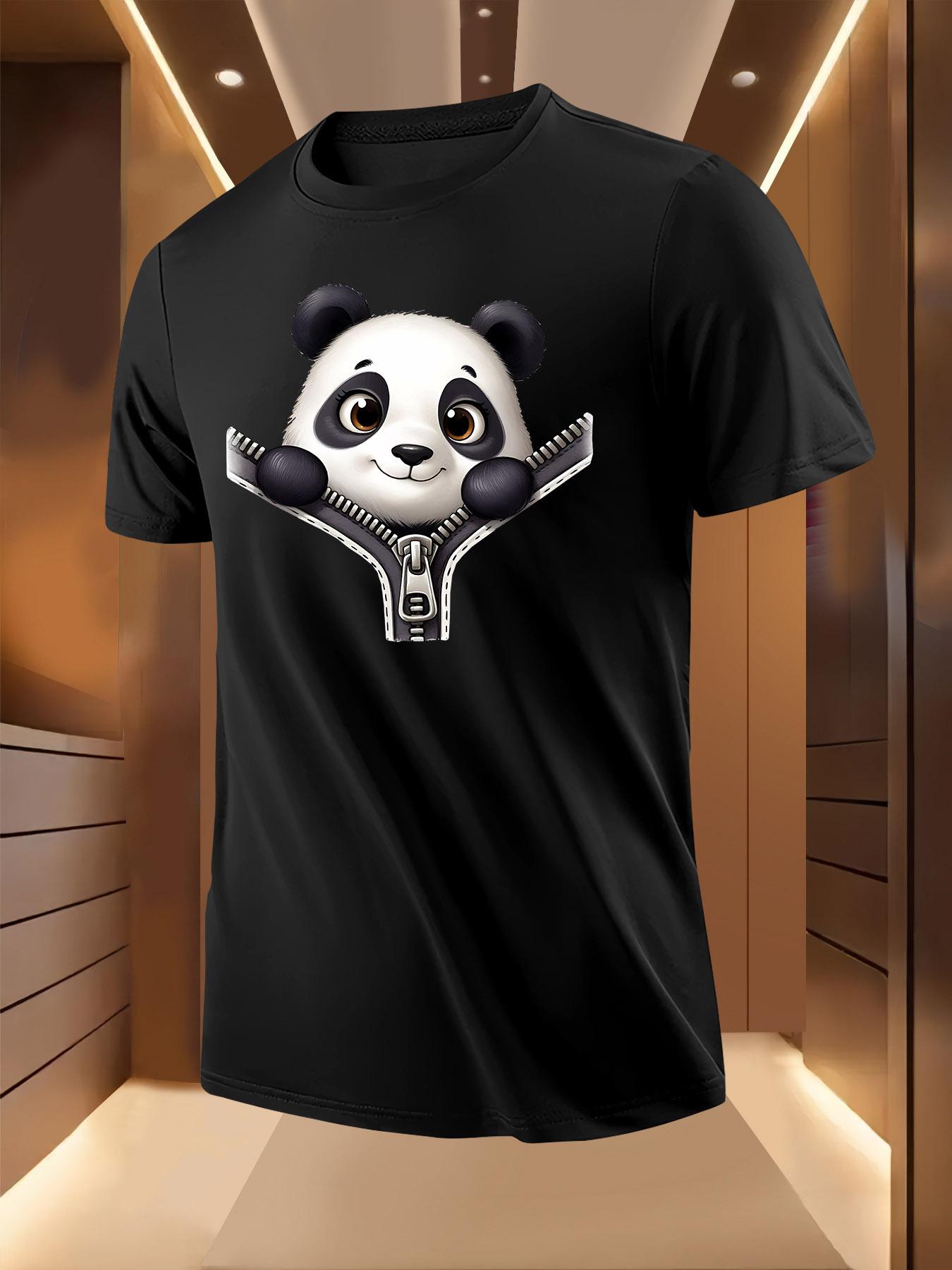 Summer Tshirt with Bold Panda Zipper Print XXL