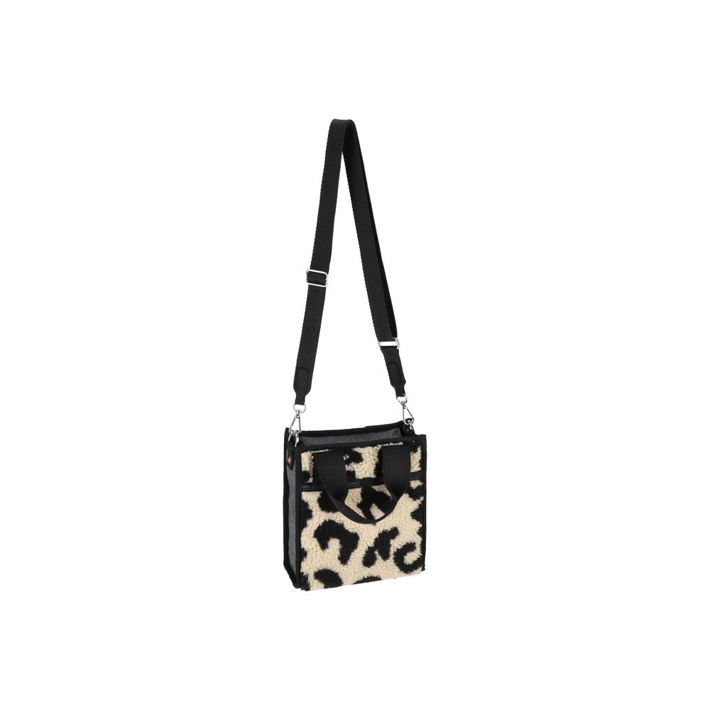 Lesportsac Black Denim/Leopard Sherpa Mini N/S Tote Bag [1609.La80]