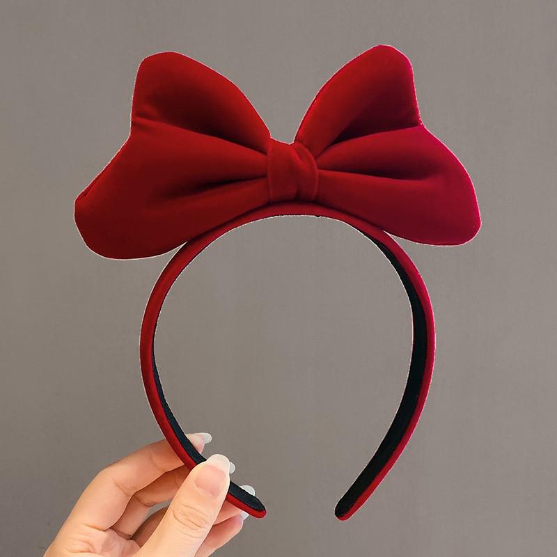 Retro Red Velvet High Crown Headband - Wide Edge Korean Influencer Style