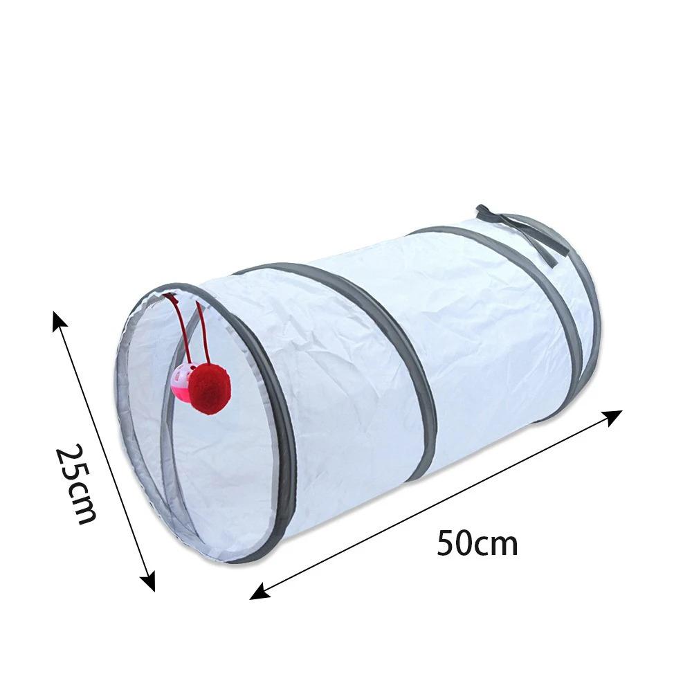 White Cat Tunnel Indoor Play Tube Fun Tunnel for Cats Small Pets Collapsible Muliti-Way with Play Ball Interactive Pet Playhouse