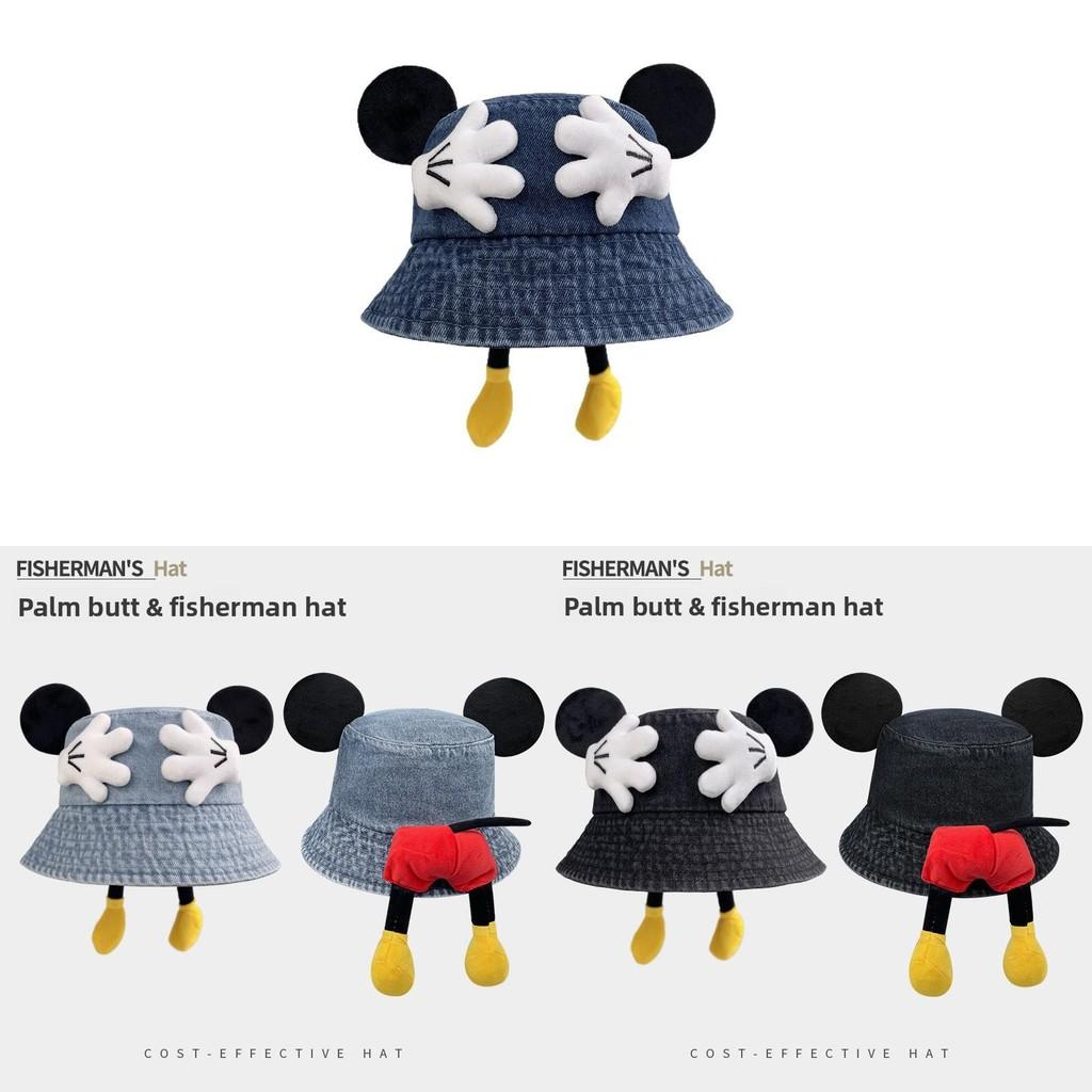 Mickey Mouse Denim Bucket Hat With Breathable Uv Protection For Summer Fashion Accessories