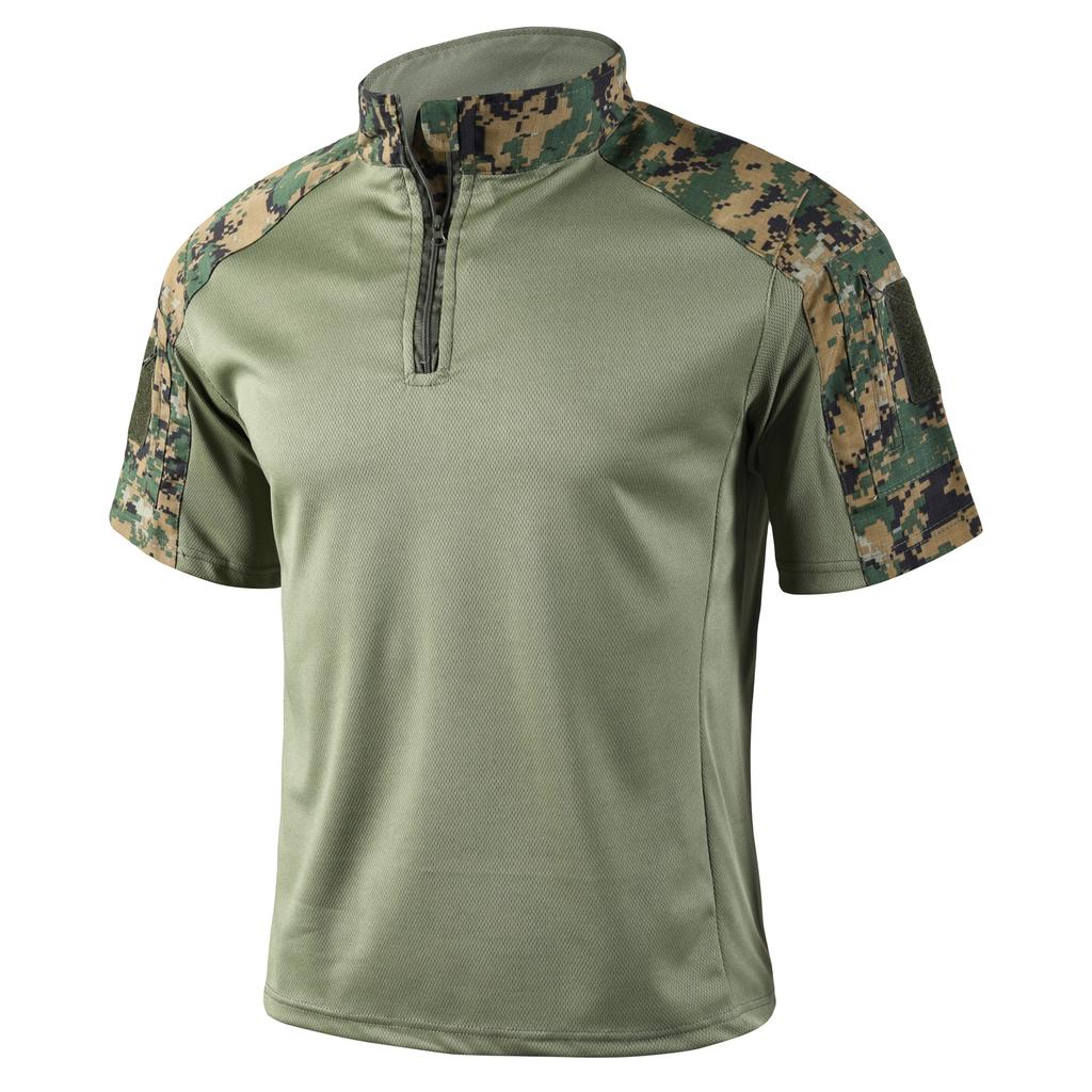 Summer Men's Outdoor Frog Suit Short Sleeve Camouflage Training Shirt Breathable Tops Lightweight Fast Drying