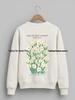 Chic Chrysanthemum Print Round Neck Sweatshirt - Trendy Casual Autumn/Winter Style