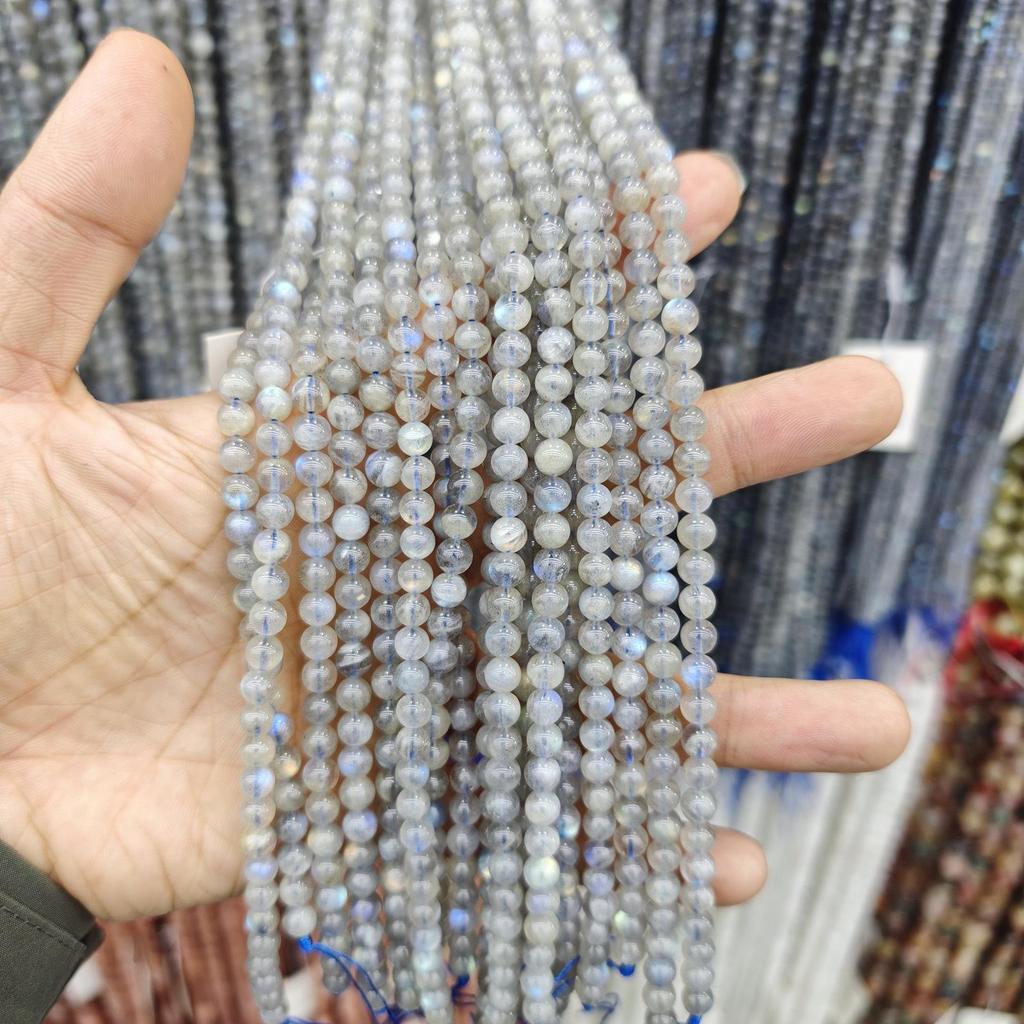 Natural Light Gray Moonstone Labradorite Beads for DIY Bracelet/Necklace Accessories