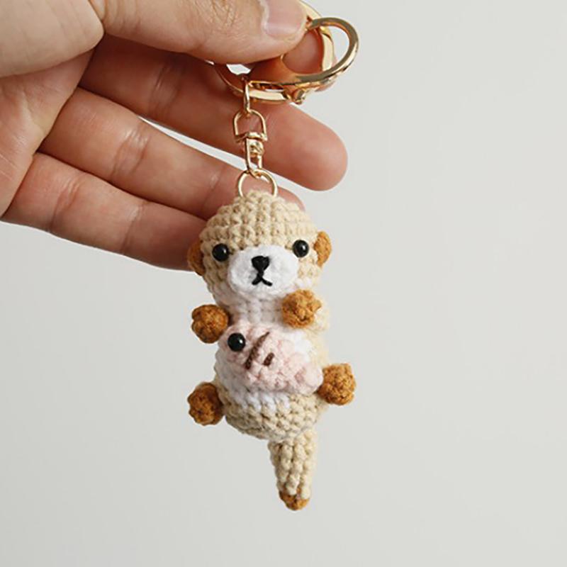 Funny Shrimp Doll Crochet Keychain Handmaking Clown Fish Knitting Keyrings For Car Keys Accessories Cute Shrimp Pendant Keyrings