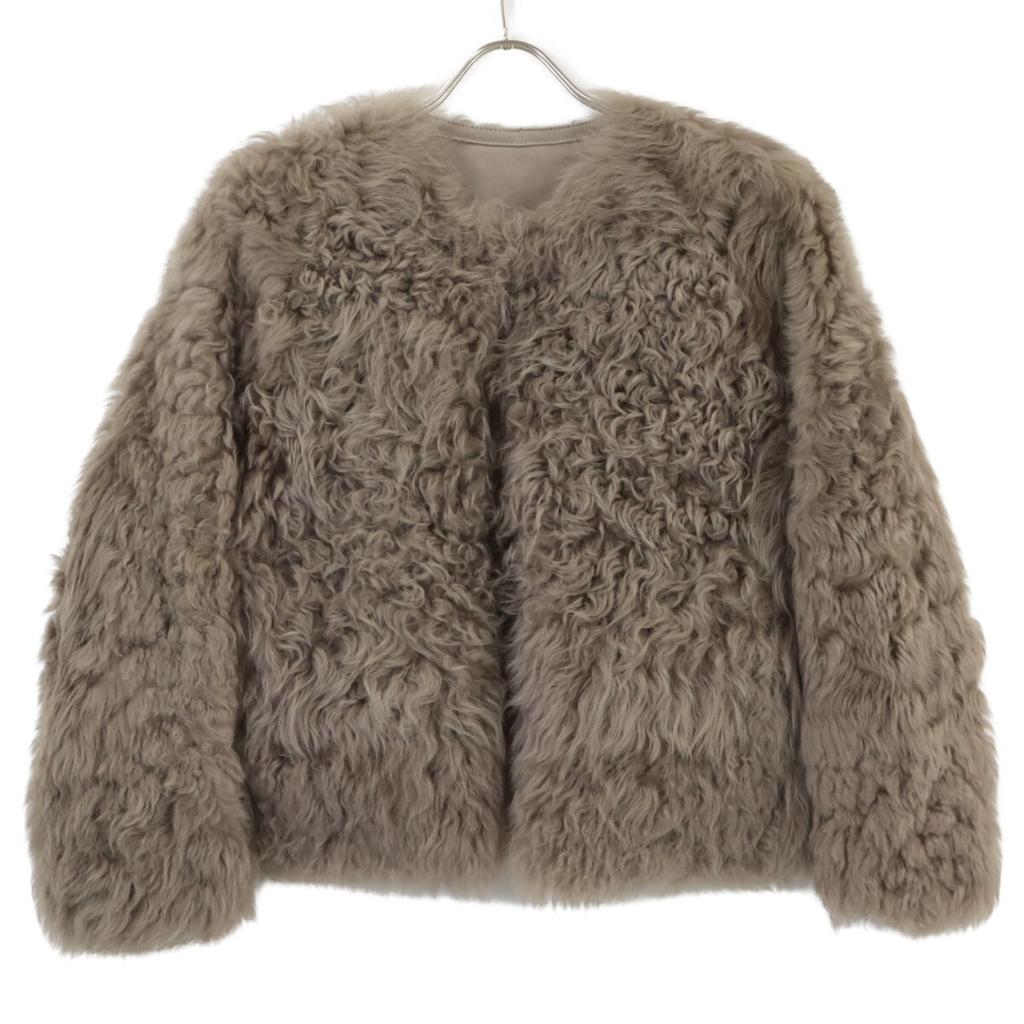 UNKNOWN XIENA 17-011-910-0004 Curly Fur Reversible Mouton Jacket 6 BrownUsed