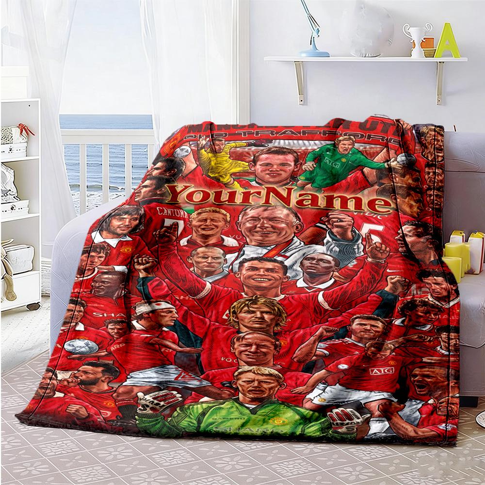 Manchester Customize Your Name Blanket Multi-purpose Customizable Blanket Ultra-Soft Great for Office Living Room Nap Couch for All Occasions