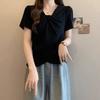 Summer New Temperament V-neck Short-sleeved T-shirt Women's Slim Casual and Versatile Top