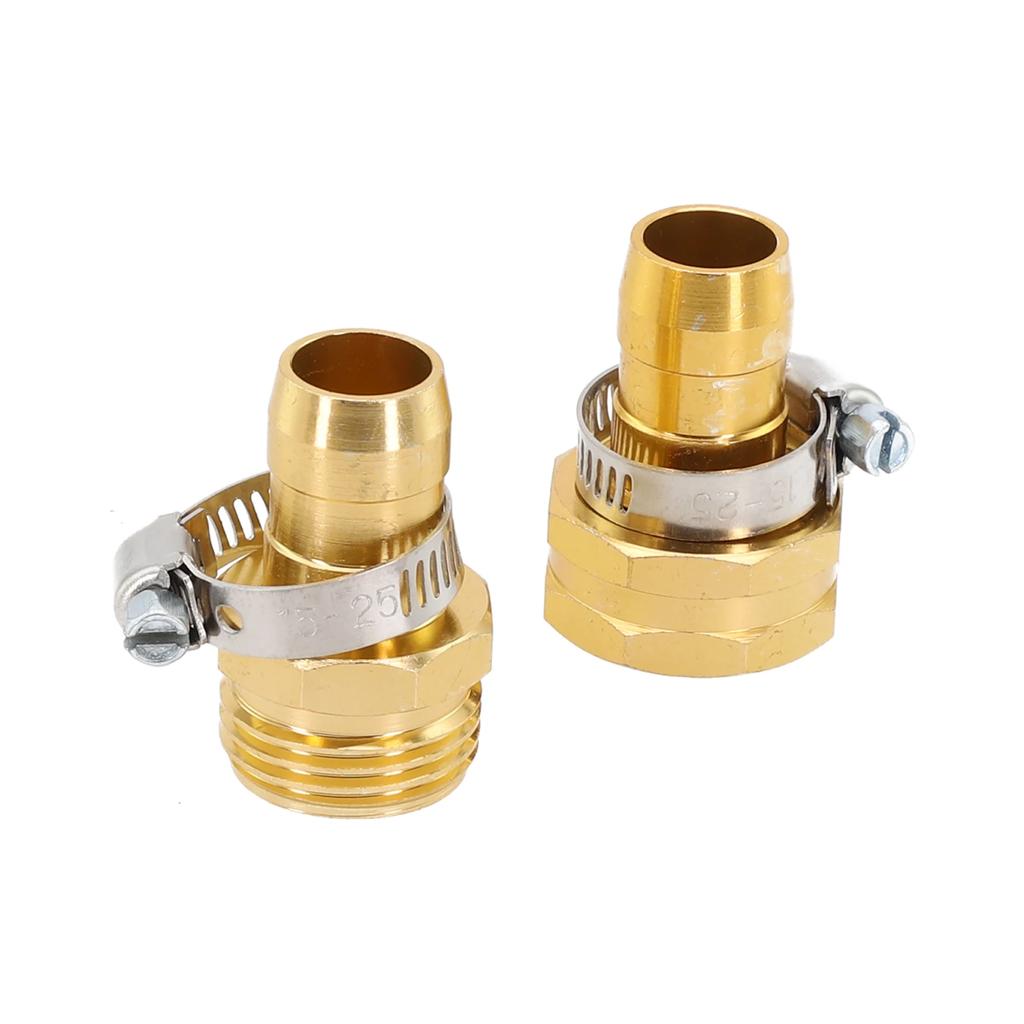 3/4 Inch Garden Hose Repair Mender Solid Brass Water Hose Connector Splicer Mender With Stainless Steel Tightening Clamp