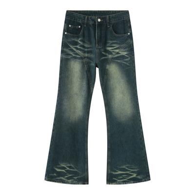 Pantaloni lungi Design retro Splicing Subțire Drepți Do Vechi Blugi Pantaloni evazați Blugi drepti largi pentru bărbați Pantaloni la modă și comozi