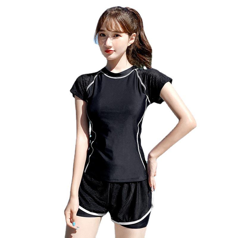 Women's Conservative Two-Piece Boyleg Swimsuit with Tummy Control