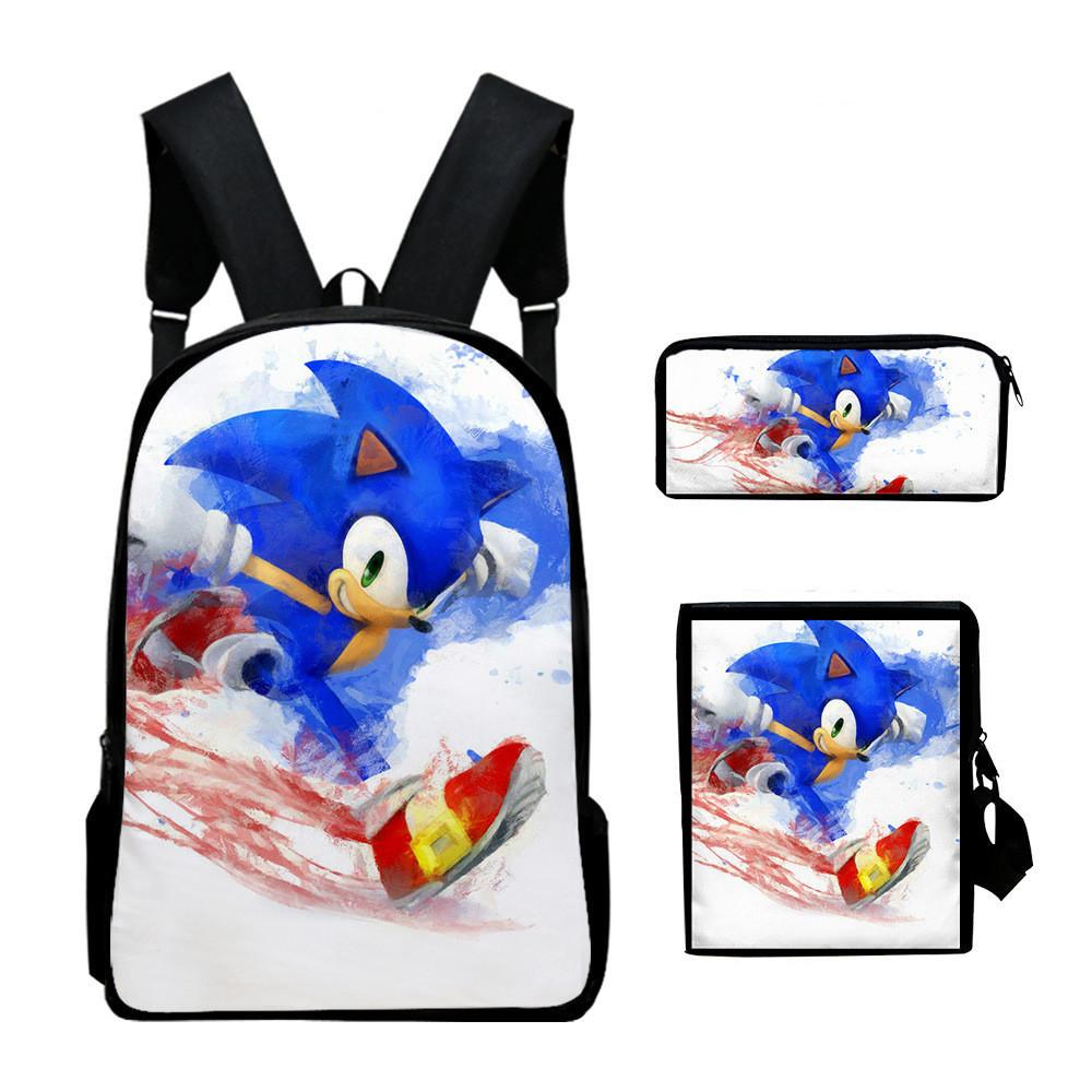 Anime Sonic Backpack Set 3D Printed Backpack Three-Piece Set