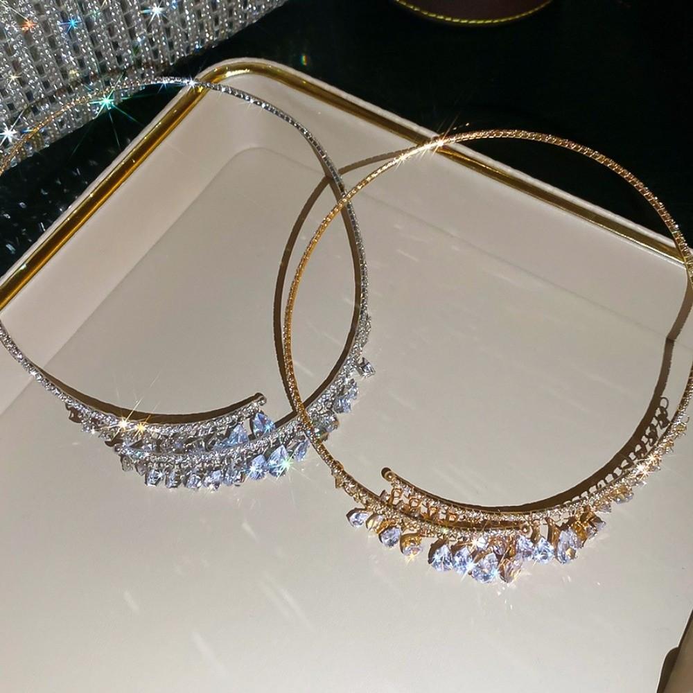 Elegant Bridal Tassel Necklaces Shining Neck Chain Choker Water Drop Rhinestone Jewelry Wedding