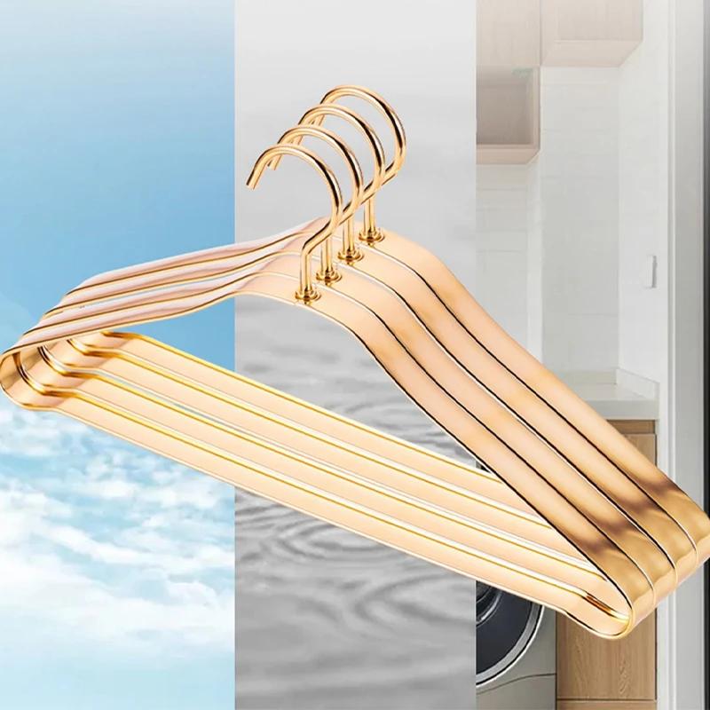 5/10 PEZZI Appendiabiti in Metallo Premium, Appendiabiti di Lusso con Spalla Larga 2,2 cm per Armadio, Porta Abiti in Lega di Alluminio Dorato per Maglione