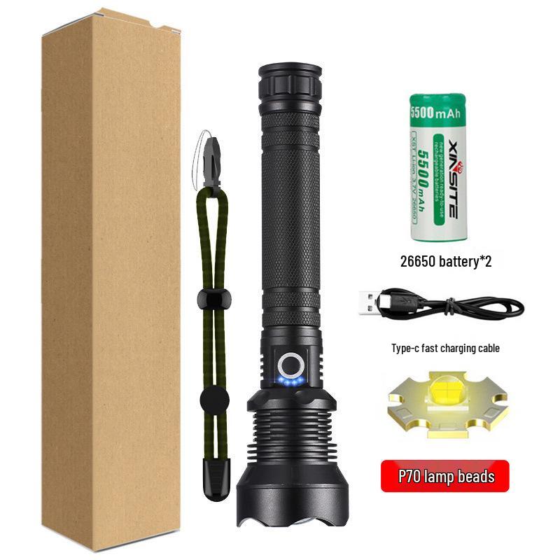 XHPp50 Aluminum Alloy Waterproof Flashlight with Telescopic Zoom & USB Charging
