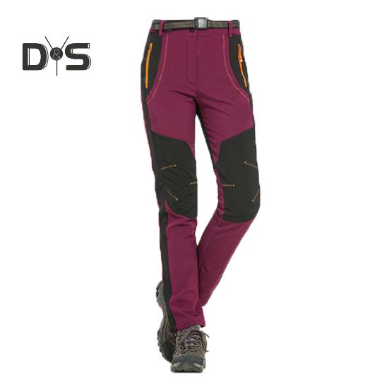 Klatrebukser for menn Elastisk midjeknapp Glidelås Flue Sporty bukser med lommer Patchwork Farge Tykt plysjfôr Utendørsaktiviteter Turbukser