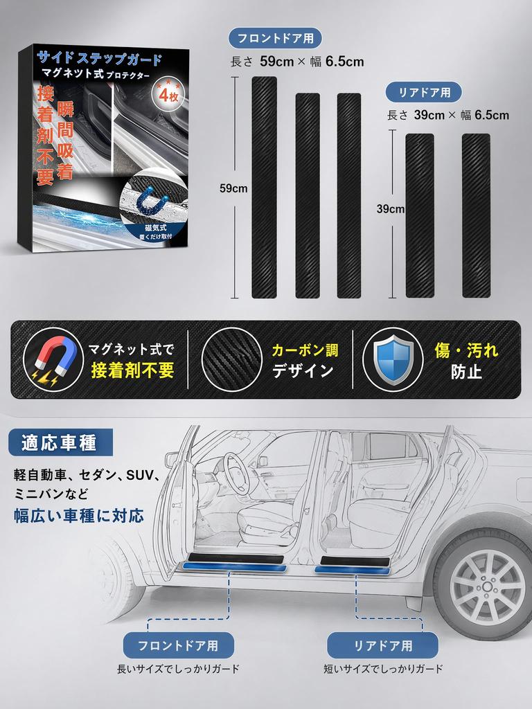 Scuff Plate Side Step Universal Magnetic Car Step Guard Magnetic AdsorptionMagnetic Guard, Type, (S Size)