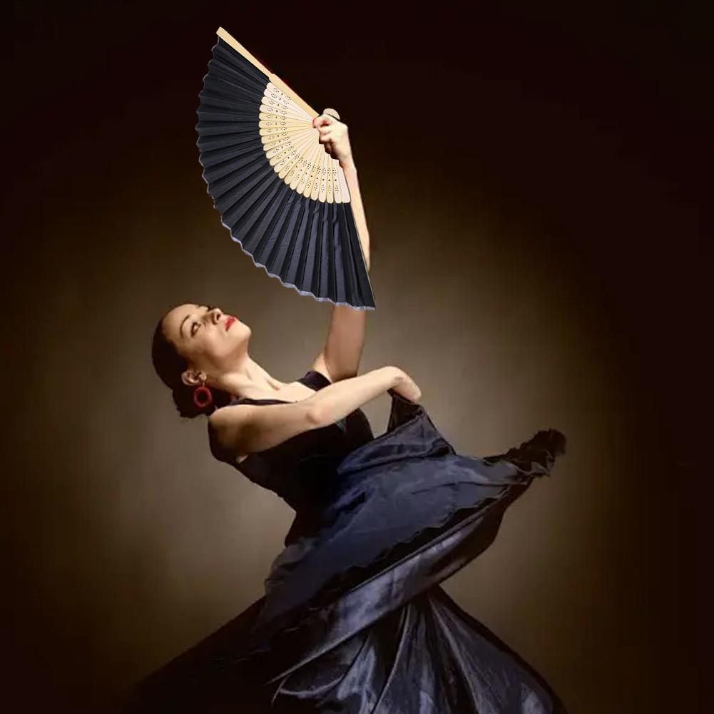 Bamboo Silk Folding Fans, Fabric Handheld Accordion Fans, Vintage Decorative Fans for Dance, Performance, Party, Wedding Decor