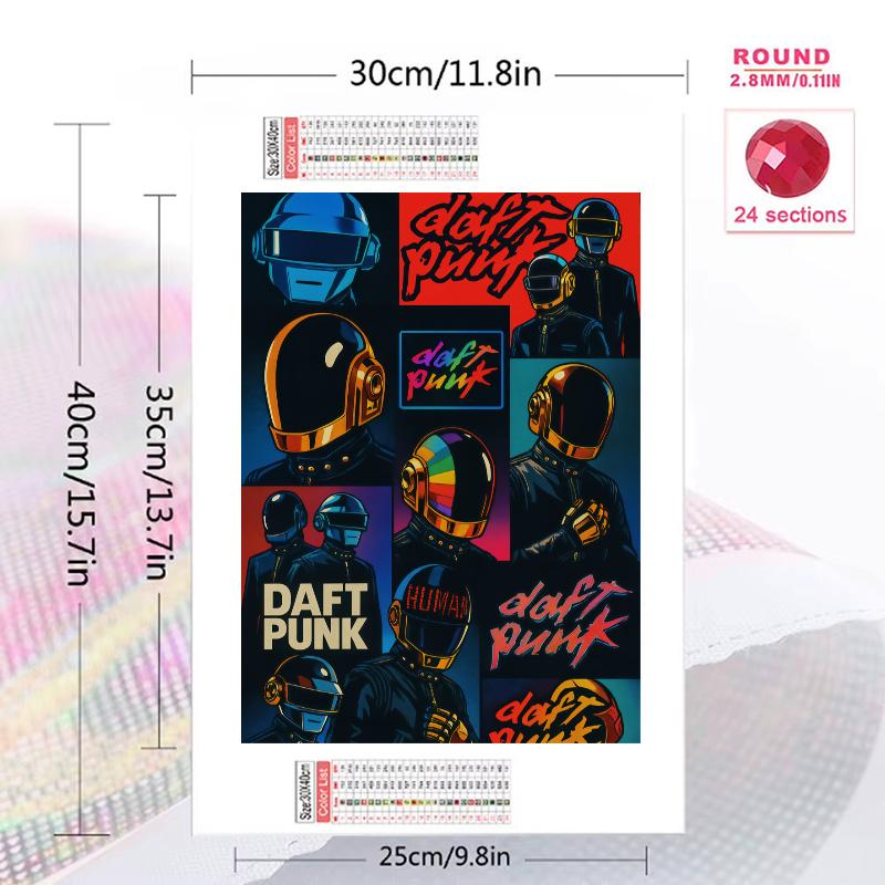 Daft Punk 100% Round Full Drill 5D DIY Diamond Painting Embroidery Cross Stitch Rhinestone Décor