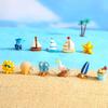 3/11Pcs/Set Miniature Seaside Theme Toy Kit Mini Resin Surfboard Seashell Seabirds Dolphin Starfish Boats Bucket Shoes Sun Model Summer Beach