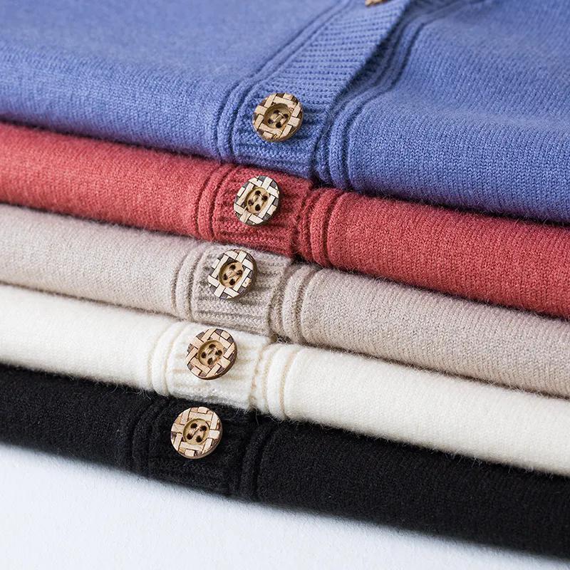 WTEMPO Large Size Long Sleeve Button Sweater Cardigans Solid Color Women's Casual Versatile V-Neck Loose Knitted Cardigans