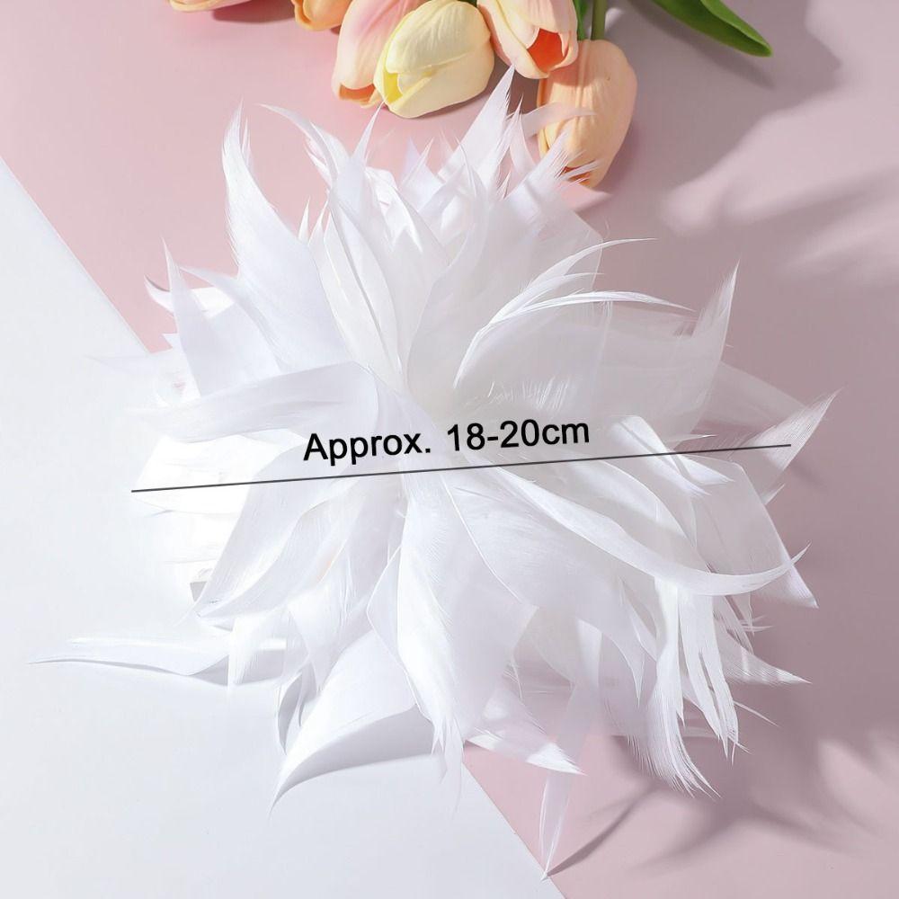 Elegante Flor de Plumas Grande de 18-20 cm Broche de Plumas Hecho a Mano Accesorios Flor DIY Pines de Solapa Boda