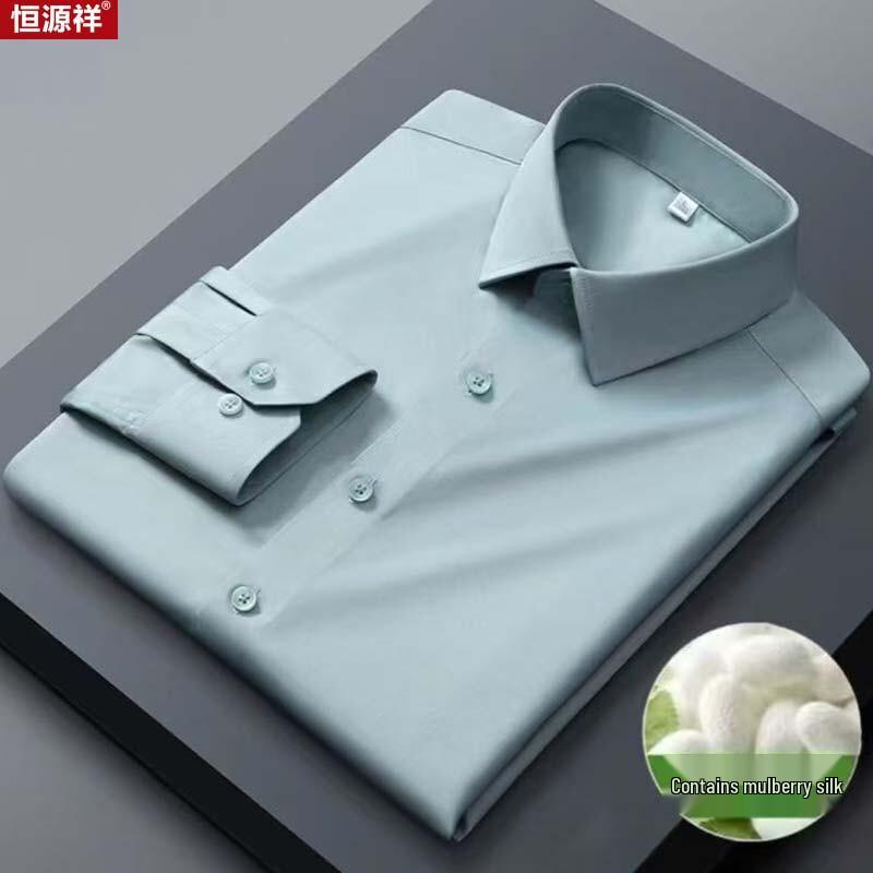 

Мужская деловая рубашка с длинным рукавом Hengyuanxiang из смешанного шелка L