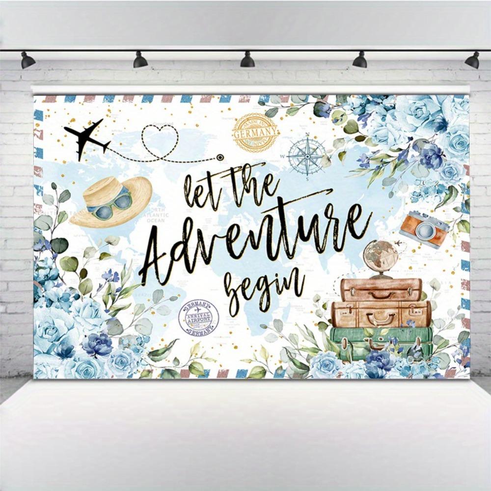 Adventure Awaits Backdrop World Map Let The Adventure Begin Baby Shower Party Decorations Large Travel Theme 150x100cm