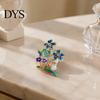 Artistic Branch Brooch Forget-Me-Not Flower Brooch, Floral with Faux Pearl & Rhinestone, Suit Badge Enamel Decorative Accessory for Women Suits Coats