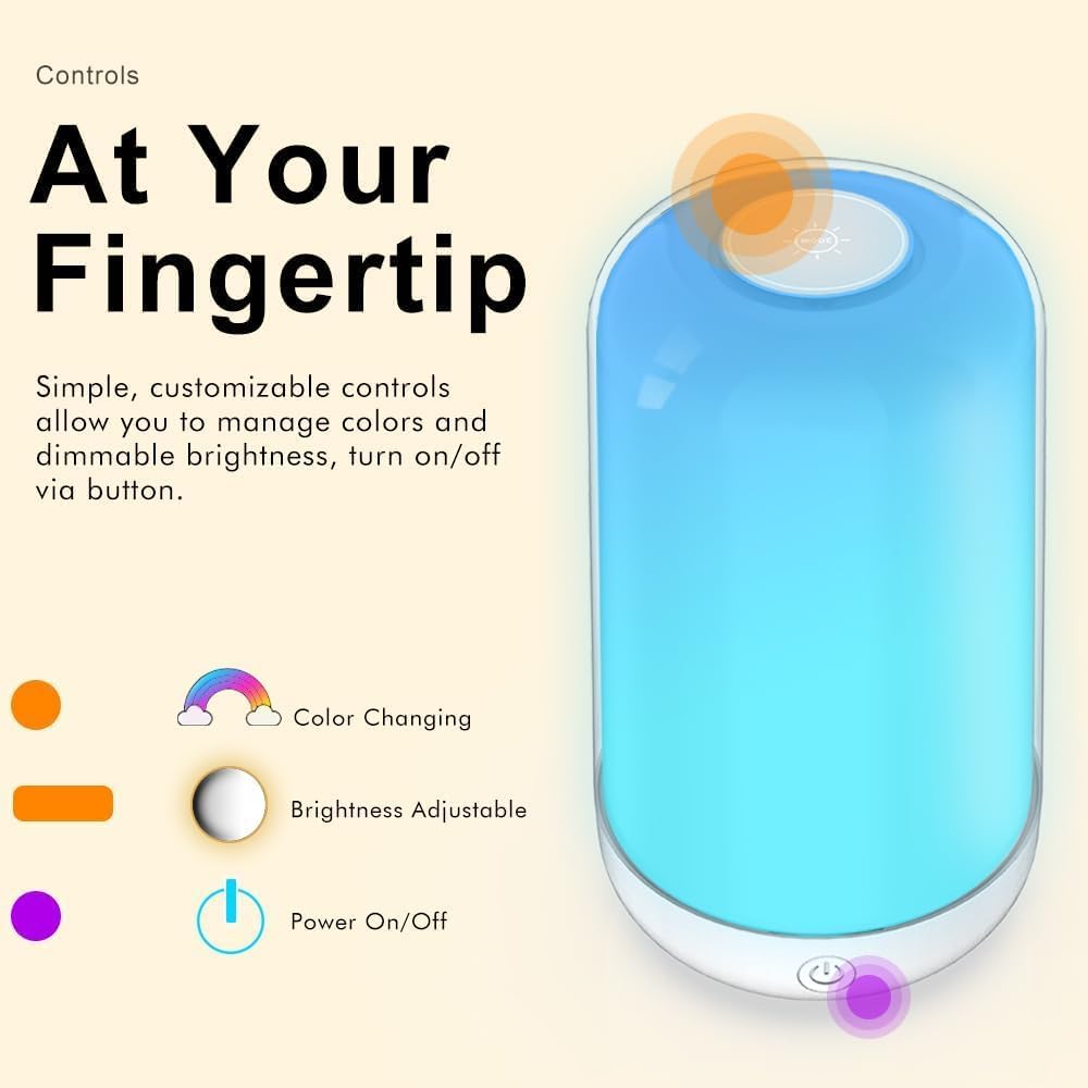 Smart Touch Table Lamp Works with App, Dimmable Small RGB Bedside Bed Lamp for Bedroom, Cordless LED Night Desk Lamp Rechargeable Color Changing